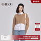 OBEG欧碧倩冬美拉德风绞花羊毛上衣女衬衫 两件套叠穿10444069