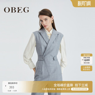 10424013 冬高腰九分裤 OBEG欧碧倩通勤羊毛收腰无袖 连体裤