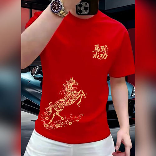 夏季圆领短袖休闲印花男装体恤