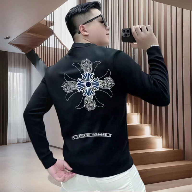 潮牌高级感十字架印花圆领卫衣男