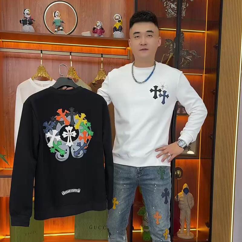 潮牌新款印花长袖卫衣男修身圆领