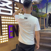 休闲百搭白色T恤青年帅气套头半袖 高级质感字母印花短袖 男士 上衣