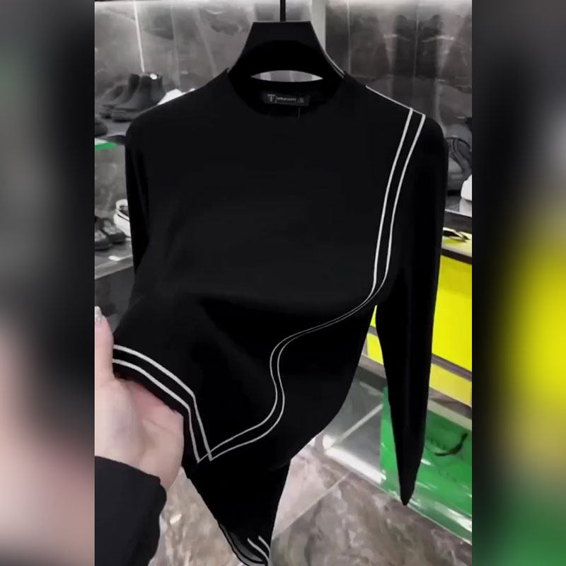 2025新款男士黑色圆领针织衫