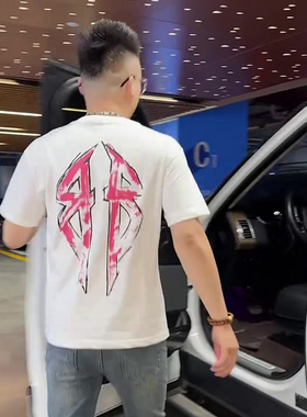 潮牌新品高品质字母印花短袖t恤男生个性帅气时尚半袖体恤衫上衣