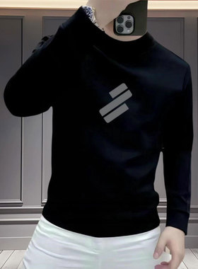 潮牌轻奢复古ins简约时尚几何印花卫衣男生秋冬帅气长袖男士高级