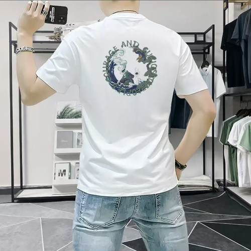 国潮海浪印花凉感短袖T恤男