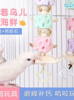 鹦鹉鸟用品玄风牡丹虎皮手养鹦鹉啃咬玩具磨喙补钙营养海星钙奶石