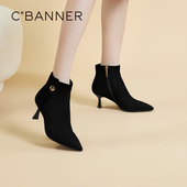 秋冬高跟靴细跟小羊皮短靴女鞋 千百度时装 靴新款