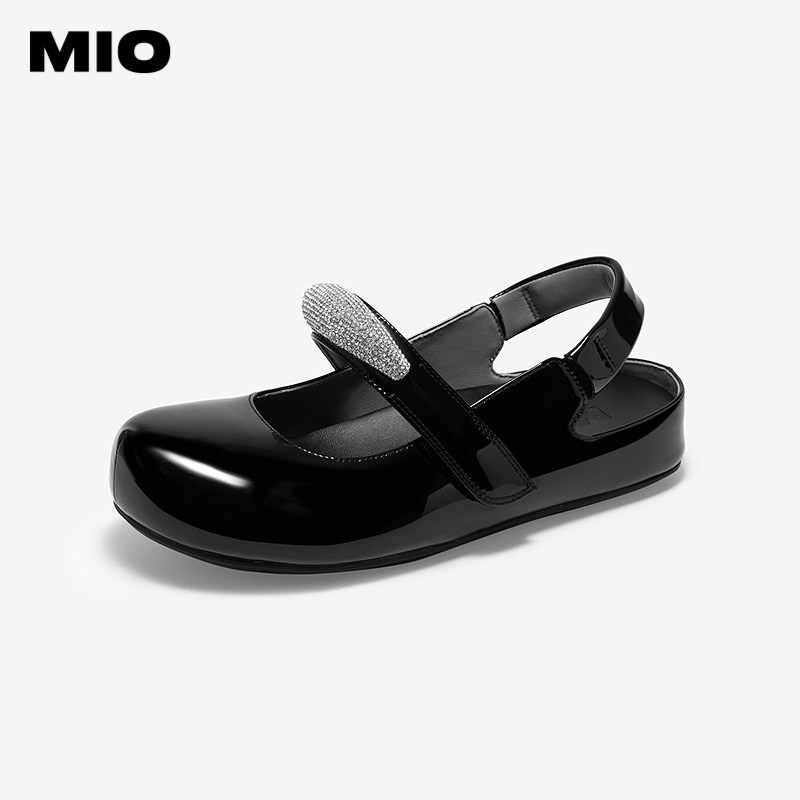 MIO米奥夏款玛丽珍鞋闪钻饰扣圆头甜美可爱风外穿凉鞋女包头拖