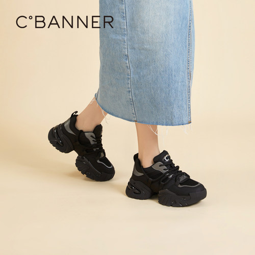 千百度老爹鞋网面厚底