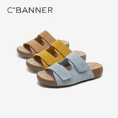 厚底露趾外穿沙滩凉拖鞋 千百度复古魔术贴勃肯鞋 新款 夏季 女款