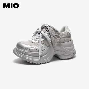 MIO米奥女鞋老爹鞋8.5cm厚底机能休闲2026春季新款增高纯色运动鞋