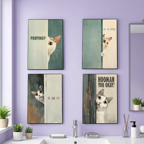 POOPING可爱猫咪现代简约挂画