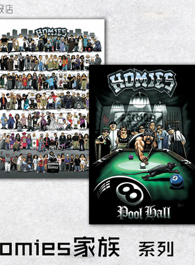 动画海报 Homies家族 打台球健身房拳击美式客厅卧室装饰画