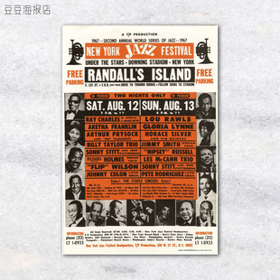 音乐海报 纽约爵士音乐节 兰德尔岛 欧美装饰画JAZZ现代客厅卧室