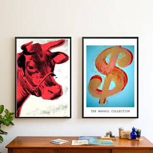 艺术海报 安迪沃霍尔11 美元 奶牛波普主义书房装饰画Andy Warhol