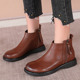 加绒真皮女靴全牛皮平底皮鞋 大码 软皮软底短靴女士冬季 43棉鞋