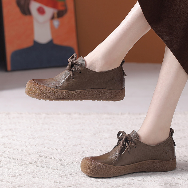 妈妈鞋中老年舒适不累脚真皮软底防滑系带休闲皮鞋大码女鞋41到43,女鞋,深口单鞋,淘宝优惠券,粉丝福利购,淘宝优惠卷