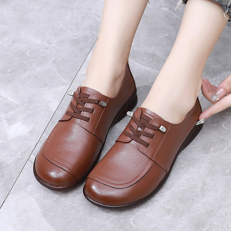 真皮妈妈鞋中老年舒适防滑牛筋软底女鞋女士休闲老人皮鞋大码单鞋