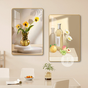 现代极简主义餐厅装饰画无障碍豪华酒杯花餐桌背景墙挂画厨房墙两