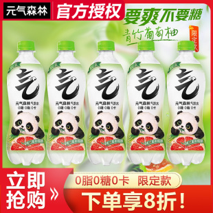 气泡水480ml 限定口味熊猫款 瓶饮料 气森林气泡水青竹葡萄柚新品 元