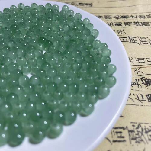 冰种阳绿色天然手工串珠