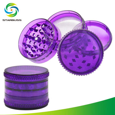 2025新款四层60mm塑料磨烟器手动 透明碎烟斗草香料研磨器Grinder