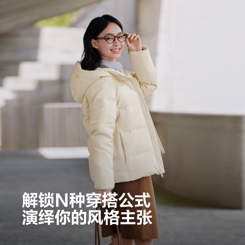 百搭保暖经典休闲短款连帽羽绒服