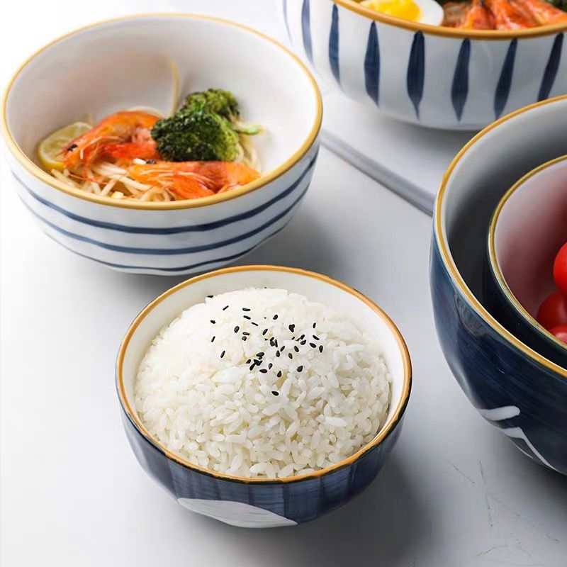 Modern underglaze hand painted ceramic tableware household salad bowl