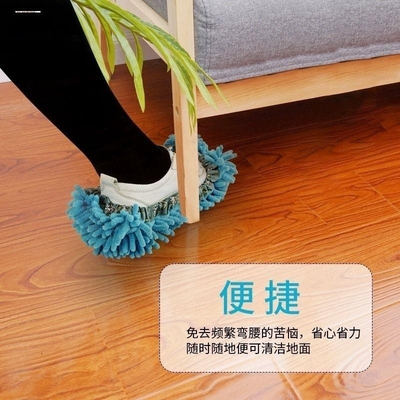 可拆洗懒人拖地拖鞋套家用雪尼尔擦地可拆洗扫地抹布脚拖把