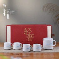 Bộ ấm trà sứ trắng vẽ tay, ấm trà gốm sứ lọc tích hợp trong nhà, tách trà văn phòng, một ấm, bốn cốc bộ nhỏ tách trà gốm sứ bộ tách trà gốm sứ