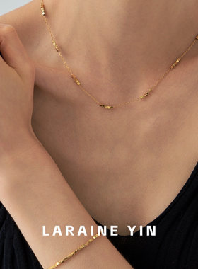 LARAINE YIN小方糖钛钢吊坠项链女 法式冷淡风简约百搭叠带颈链