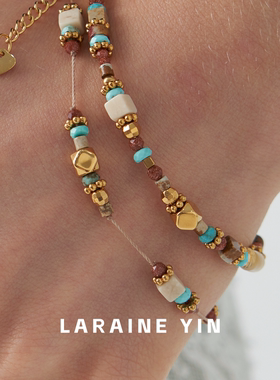 LARAINE YIN小众高级多色串珠手串 复古多巴胺叠戴百搭手饰腕饰
