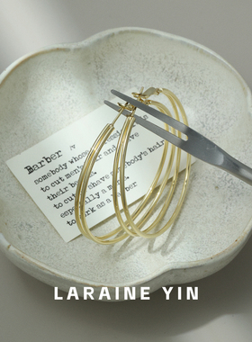 LARAINEYIN 极简双环大耳圈女 显脸小S925银针欧美风高级感耳环