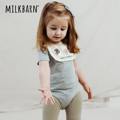 Milkbarn2024新品婴儿包屁衣男女宝宝夏季短袖哈衣婴幼儿连体爬服