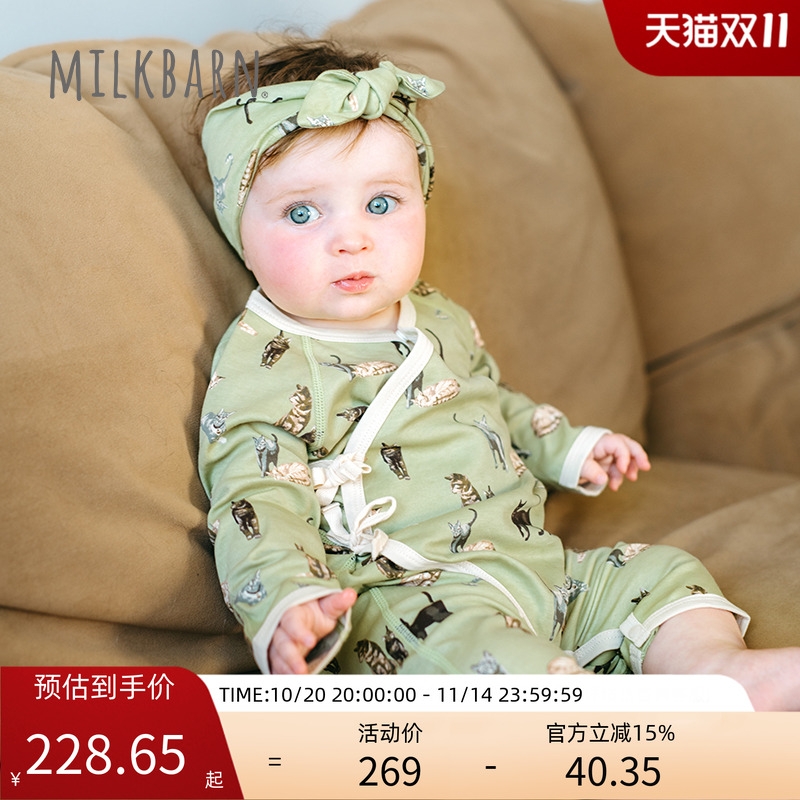 Milkbarn秋季婴儿长袖短裤连体衣
