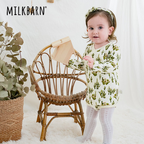 Milkbarn春夏新品婴儿包屁衣宝宝连体哈衣纯棉爬服新生儿衣服