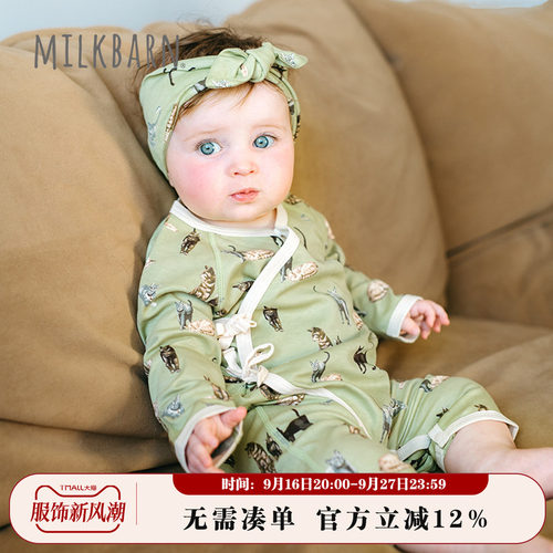Milkbarn秋季婴儿长袖短裤连体衣