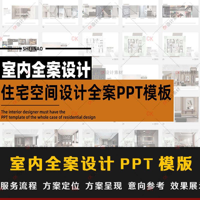 室内全案住宅设计全案PPT模板材料物料清单设计方案册源文件