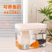 新款 鱼缸小型家用方圆形防爆水族箱客厅阳台造景中小型生态桌面缸