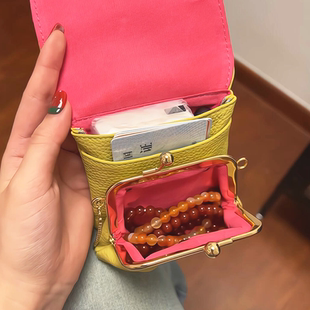真皮零钱包便携随身小巧卡包多功能大容量耳机收纳包简约创意女款
