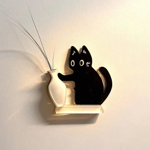 猫咪胡须收纳冰箱贴猫胡子毛发收集神器小猫推瓶子可爱立牌磁吸贴