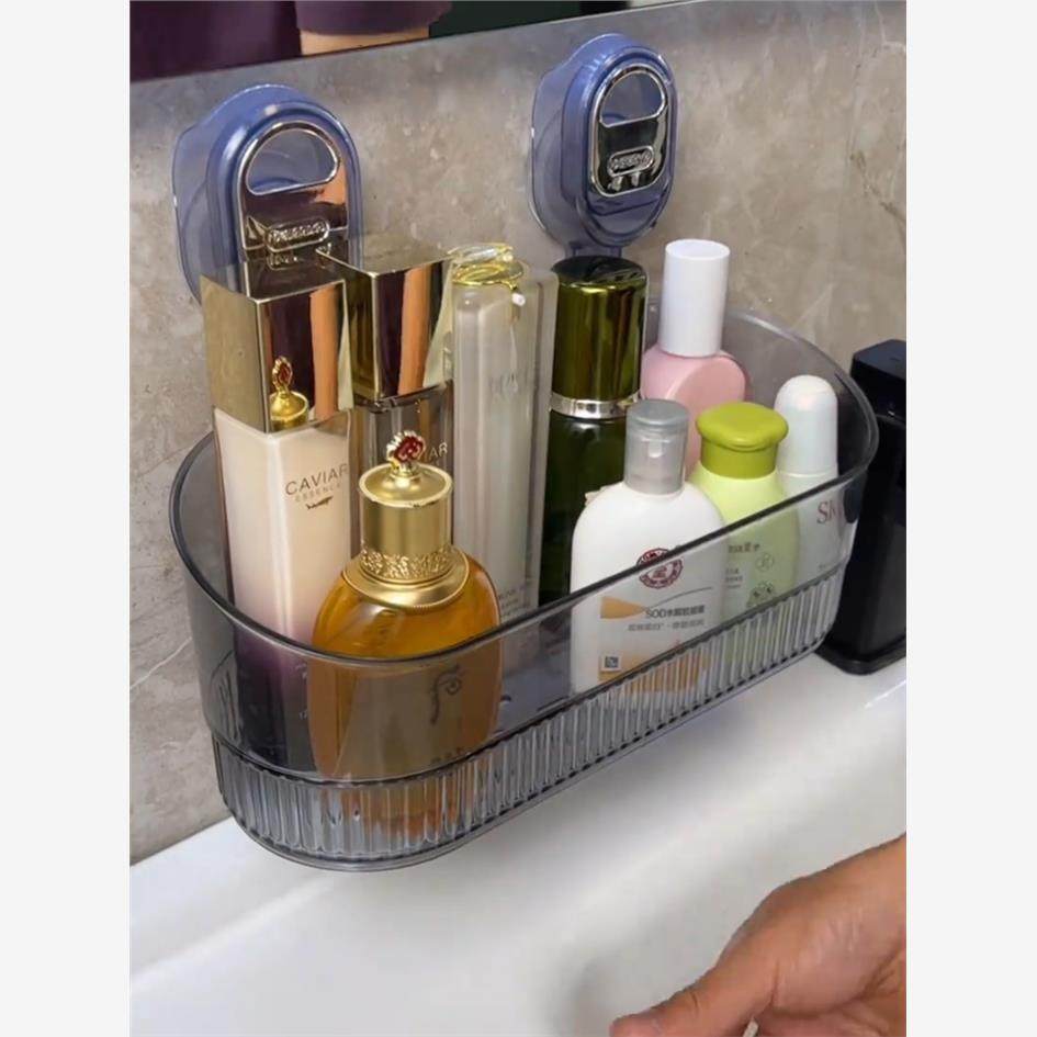 大号吸盘置物架卫生间放沐浴露挂篮浴室化妆品收纳盒壁挂收纳架