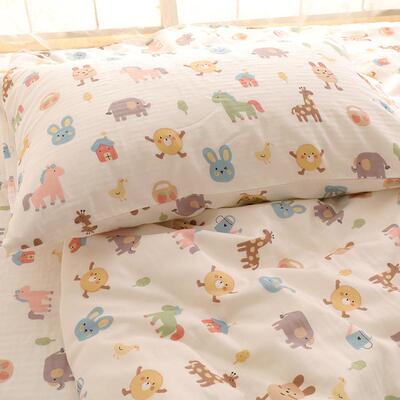 小马驹双层纱儿童枕头套30x50小全棉纯棉枕套一对装单个48cmx74cm