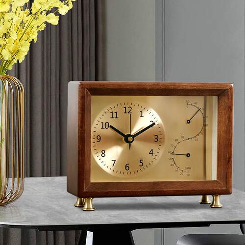 中式创意座钟台钟客厅静音复古桌面时钟摆件大号摆台式实木坐钟表