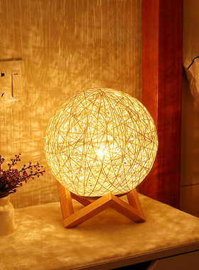 民宿藤球led小夜灯星空投影月球创意礼品北欧usb台灯卧室床头装饰