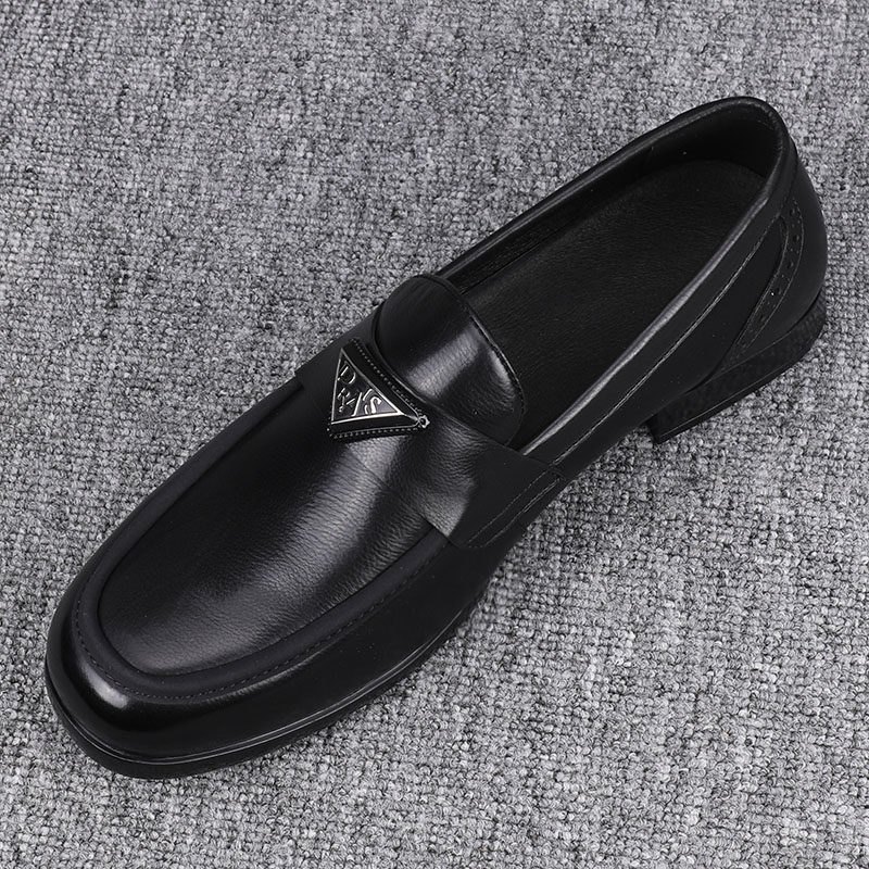 头层牛皮男鞋2025新款纯皮休闲皮鞋男款真皮潮鞋一脚蹬豆豆乐福鞋