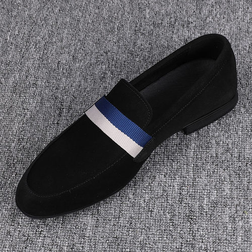 纯皮男鞋2026春秋新款男士休闲皮鞋反绒牛皮一脚蹬日常百搭乐福鞋 - 封面