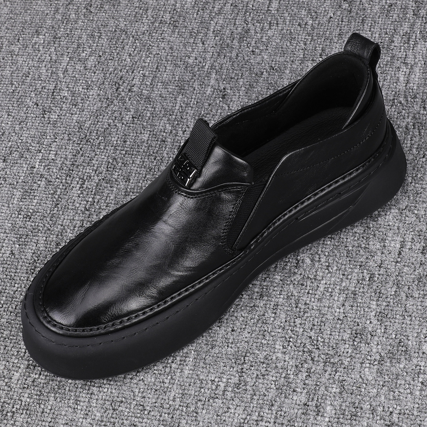 秋冬季男鞋厚底增高男士皮鞋防水百搭一脚蹬日常真皮休闲男乐福鞋,流行男鞋,休闲皮鞋,淘宝优惠券,粉丝福利购,淘宝优惠卷