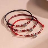 杭州灵隐正品 宫铃吉祥脚链女纯银铃铛脚绳朱砂本命年红绳男